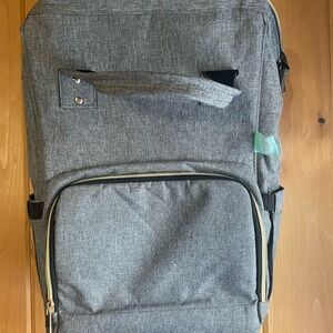 AFBP Gray Diaper Bag Backpack with Gold Accents